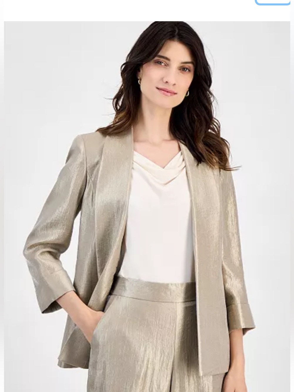 Kasper
Women's Shimmer Twill Shawl-Collar Open-Front Jacket, sz 10 NWT